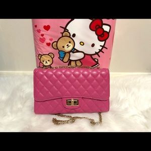 Hot pink quilted purse. Small purse shoulder bag